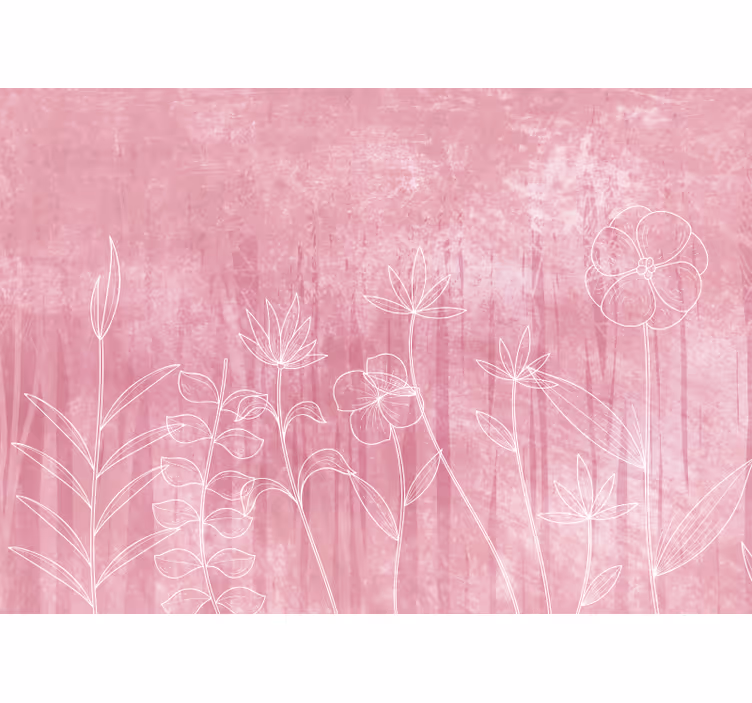 Flower wall mural delicate floral outline - TenStickers