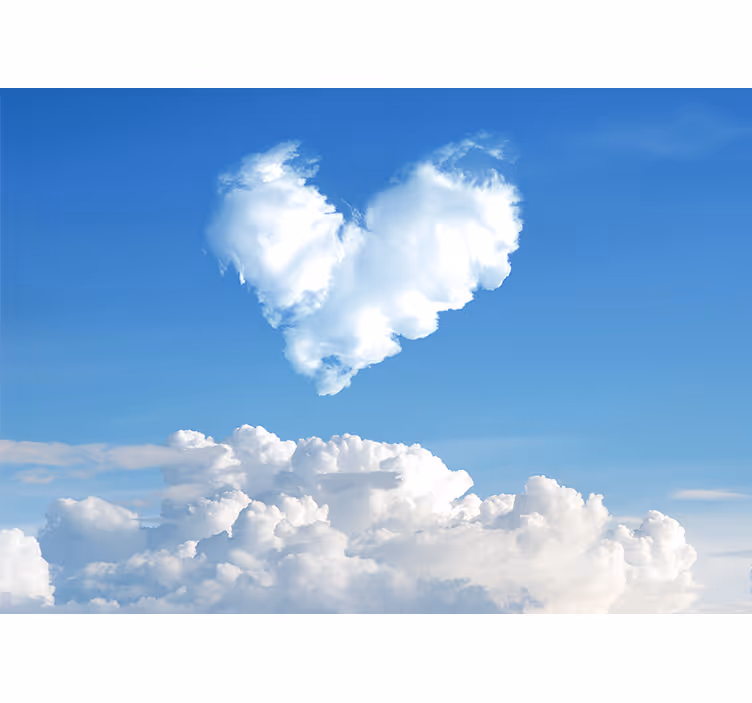 Romantic wall mural heart shaped clouds - TenStickers