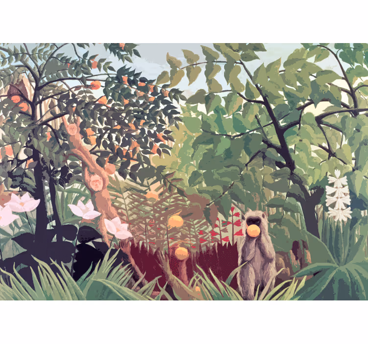 Tropical monkeys relaxing wall mural master bedroom - TenStickers