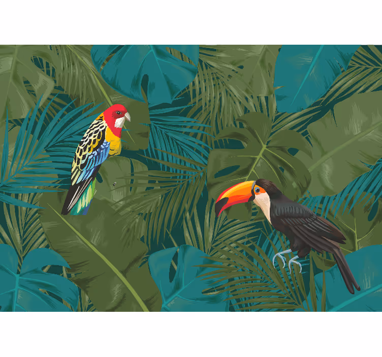Animals wall mural tropical parrots display - TenStickers