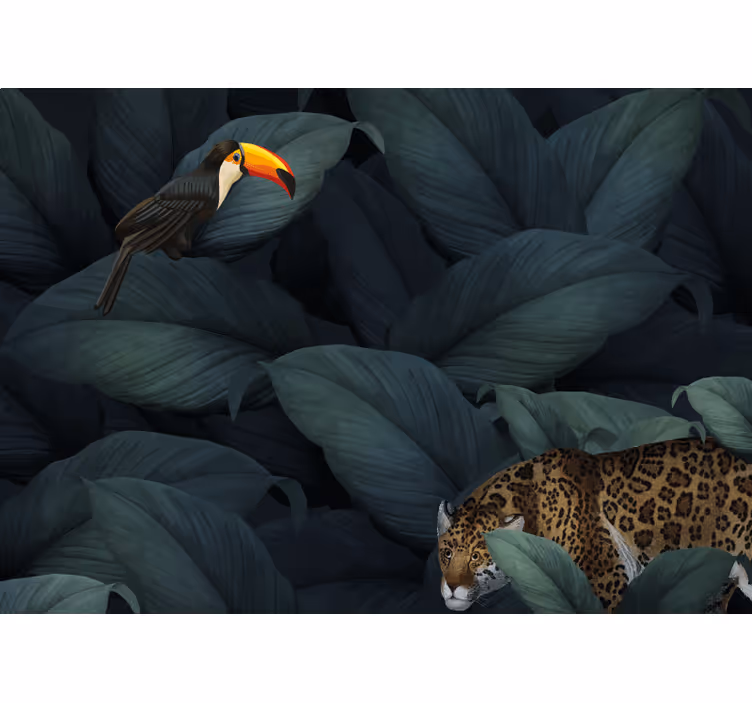 Animals wall mural tropical birds and leopards - TenStickers
