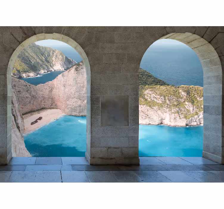 Coastal view arch landscape wall mural - TenStickers