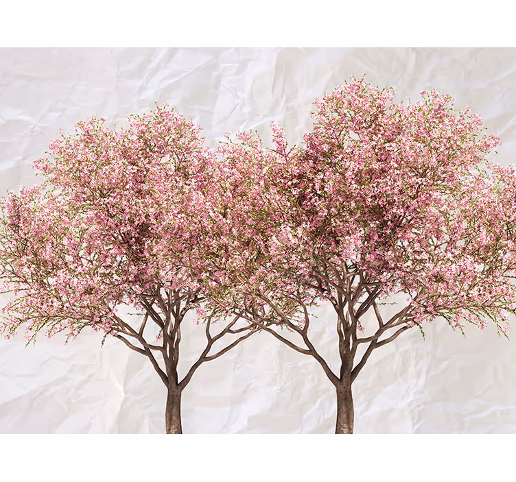 Blooming Pink Trees flower wall mural - TenStickers