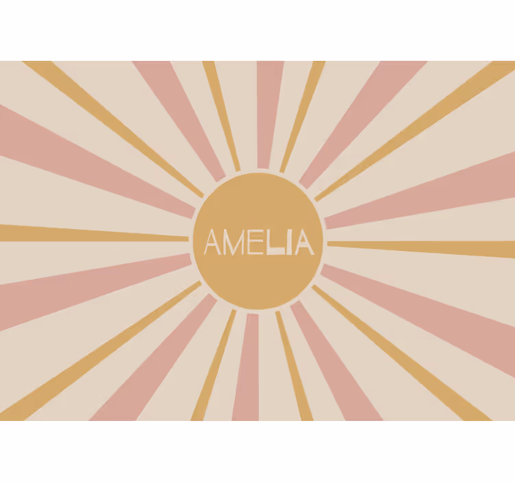 Quote wall mural sunburst personalized name - TenStickers
