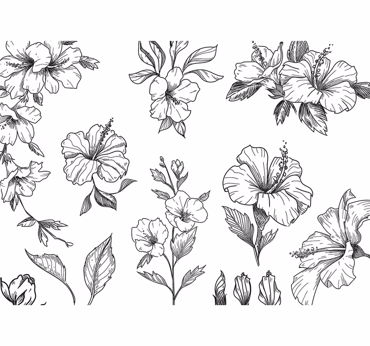 Flower wall mural hibiscus floral designs - TenStickers