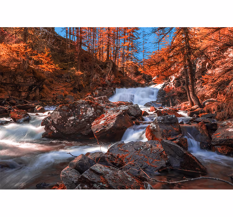 Wall mural mountain cascading rocky stream - TenStickers