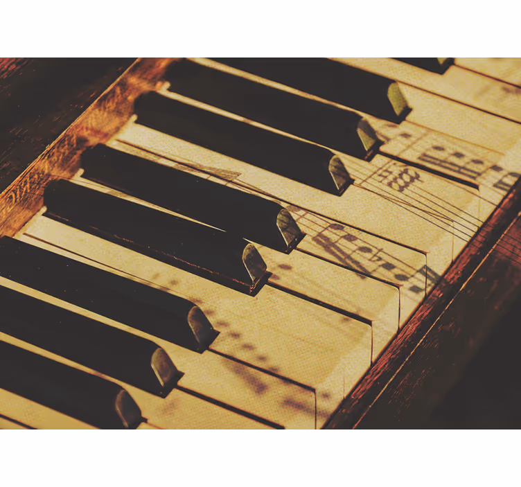 Piano music notes living room wallpaper - TenStickers