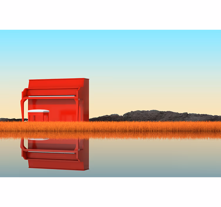 Red piano music wall mural - TenStickers