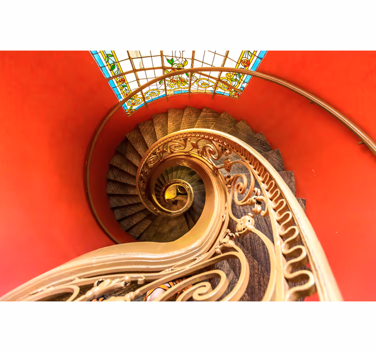 Spiral interior stairway retro mural - TenStickers