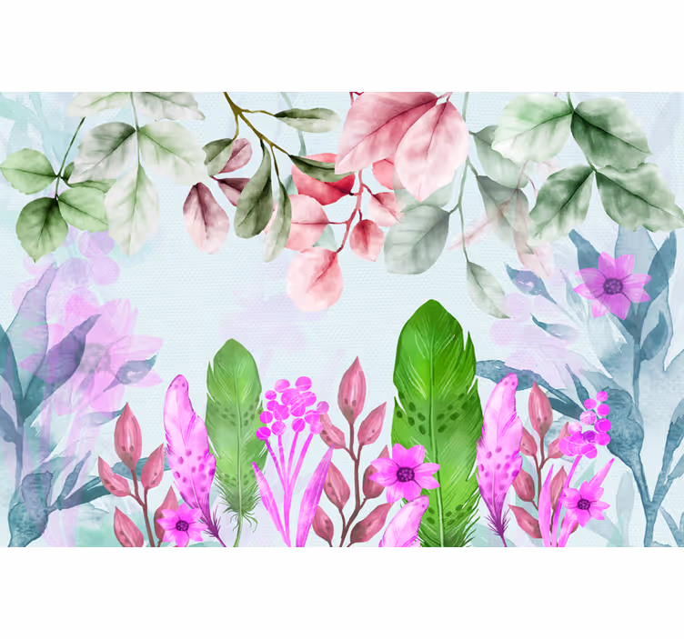 Boho plants living room wallpaper - TenStickers