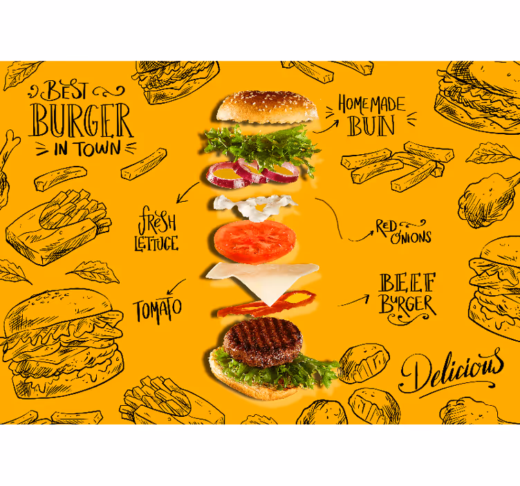 Falling Burger wall mural - TenStickers