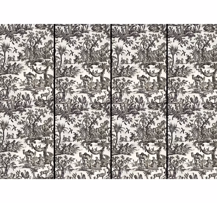 French Toile de Jouy vintage wall mural - TenStickers
