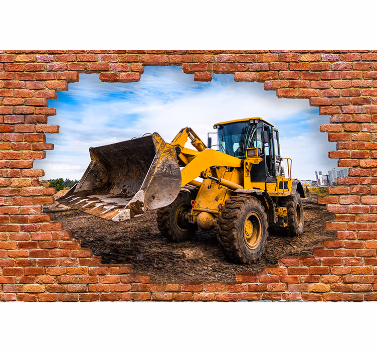 Bulldozer hole wall mural - TenStickers
