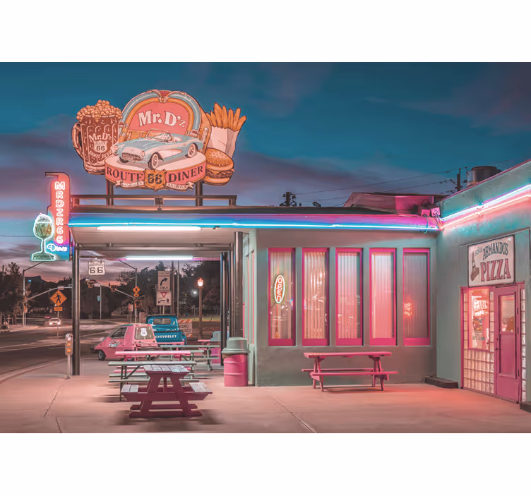 Route 66 Diner vintage wall mural - TenStickers