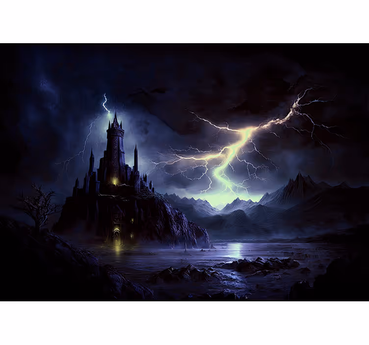 Dark Castle and Storm Wall Mural - TenStickers