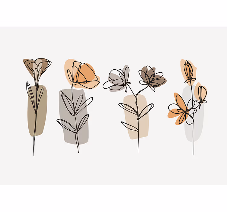 Minimalist style floral wallpaper art - TenStickers