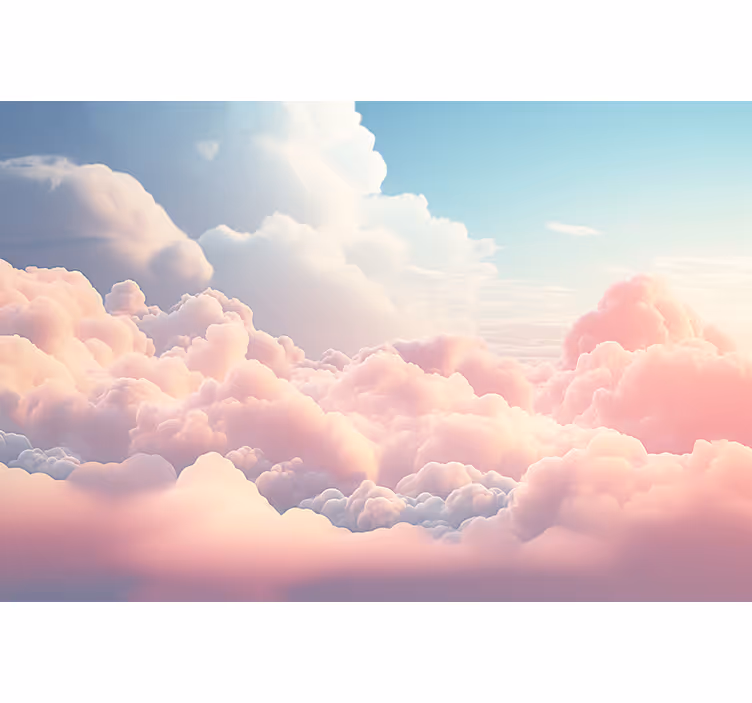Pink clouds landscape children's bedroom wallpaper - TenStickers
