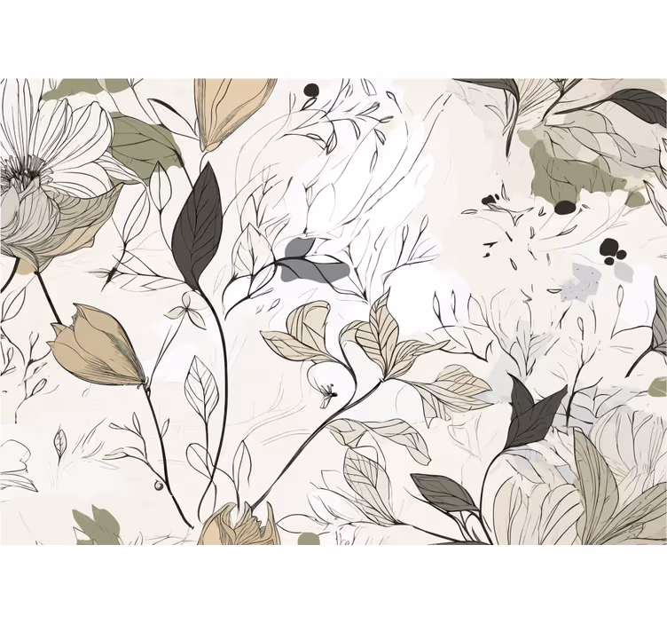 Flowers illustration bathroom wall mural - TenStickers