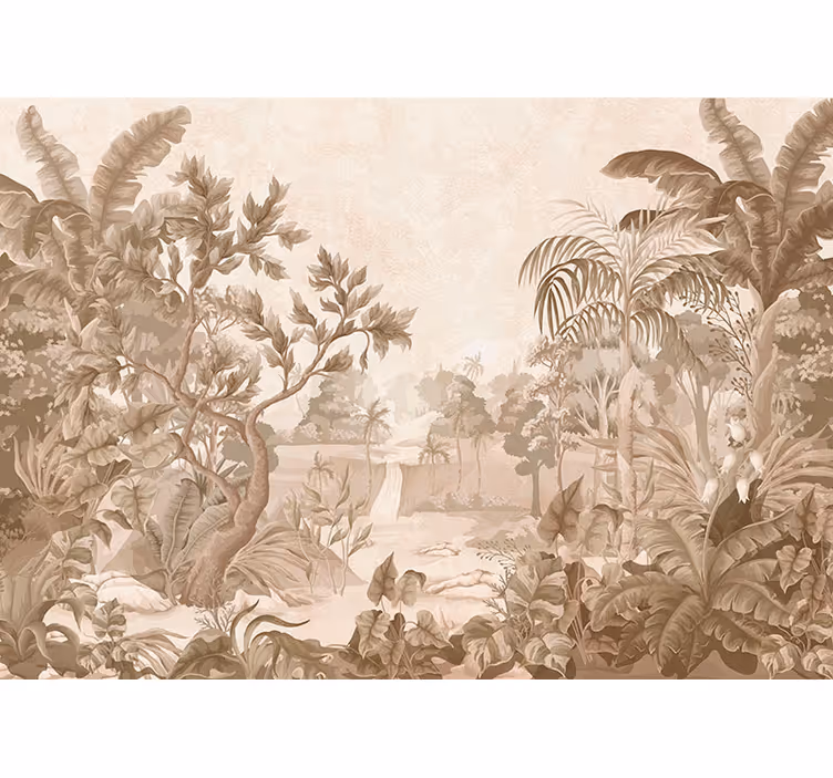Views of a tropical jungle panoramic bedroom wallpaper - TenStickers