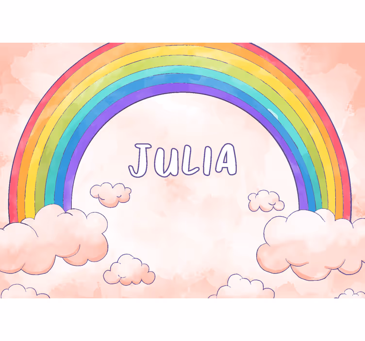 Cloudy Rainbow With Name Kids Wall Mural - TenStickers
