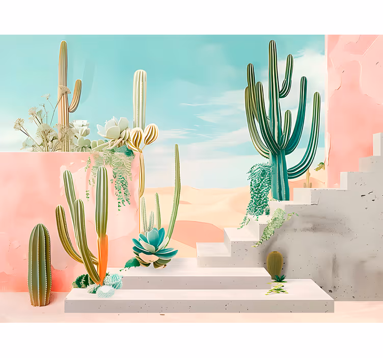 Cactus design desert wall mural - TenStickers