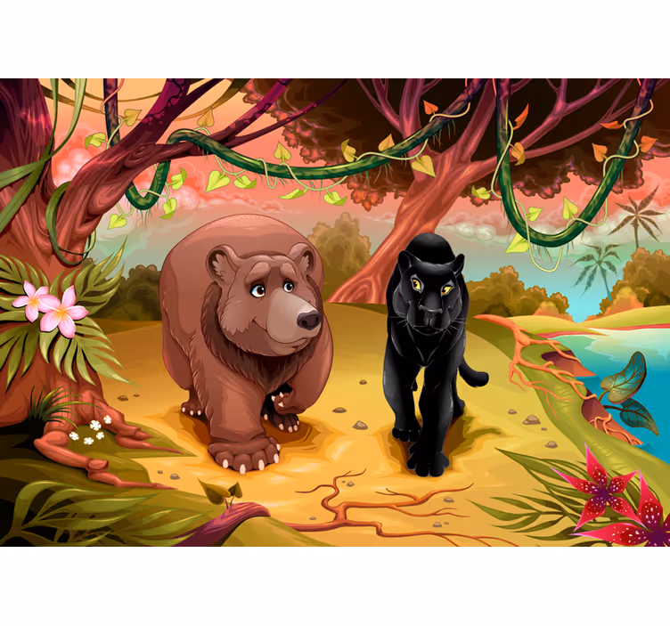 Enchanted Wildlife childrens wall mural - TenStickers