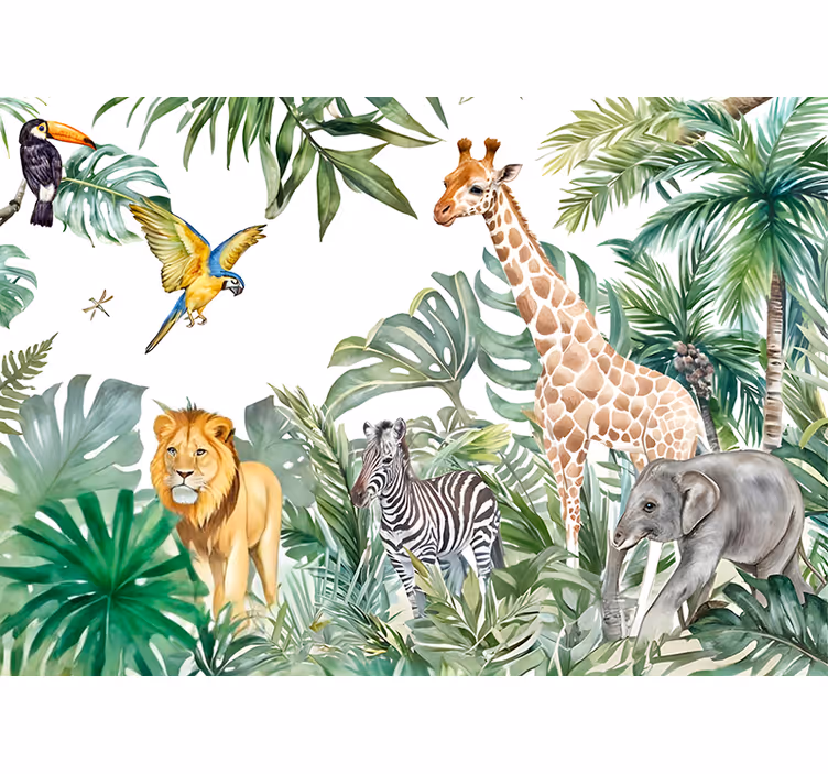 Wildlife animals wall mural living room wallpaper - TenStickers