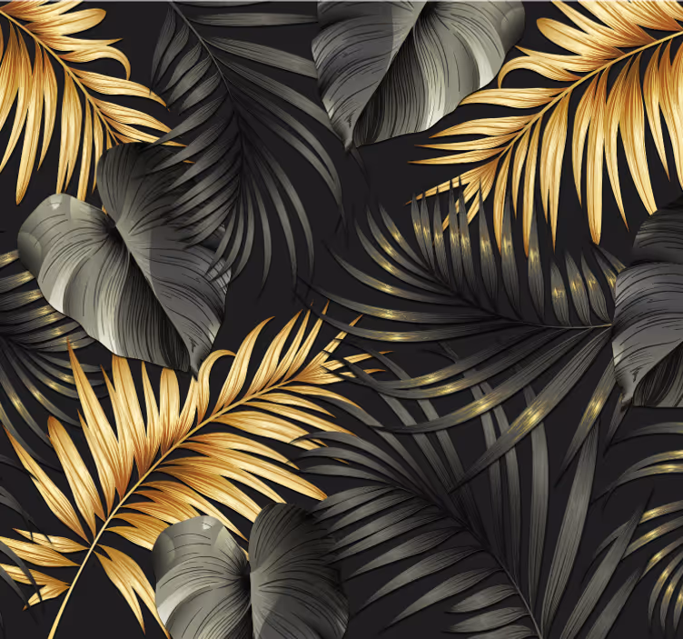 golden leaves jungle mural - TenStickers