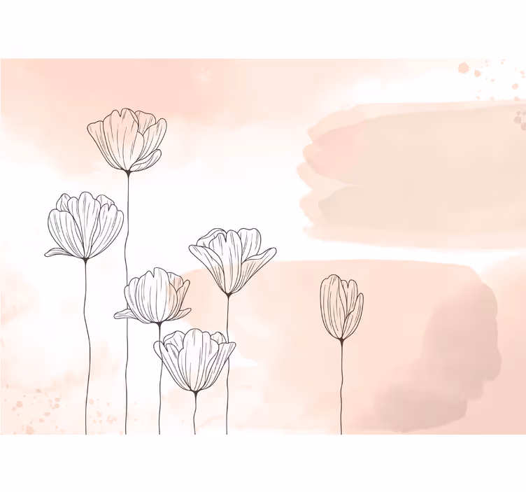 Cartoon flowers on pink living room wallpaper - TenStickers