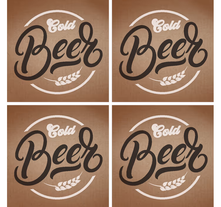 Beer mats with stylish cold beer typography - TenStickers