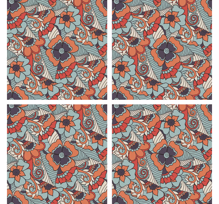 Texture coasters floral print design - TenStickers