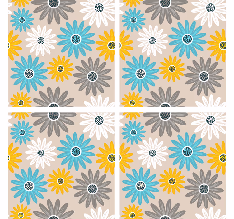 Texture coasters with lively floral designs - TenStickers