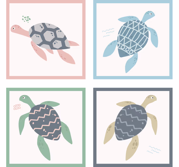 Geek coasters with playful sea turtle designs - TenStickers