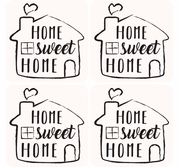 Text coasters home sweet home - TenStickers