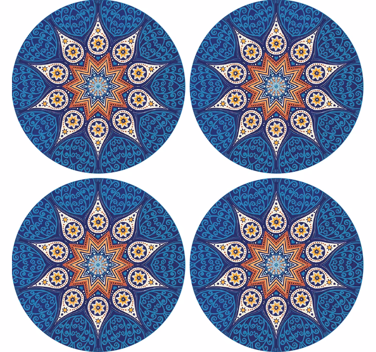Texture coasters intricate blue mandala design - TenStickers