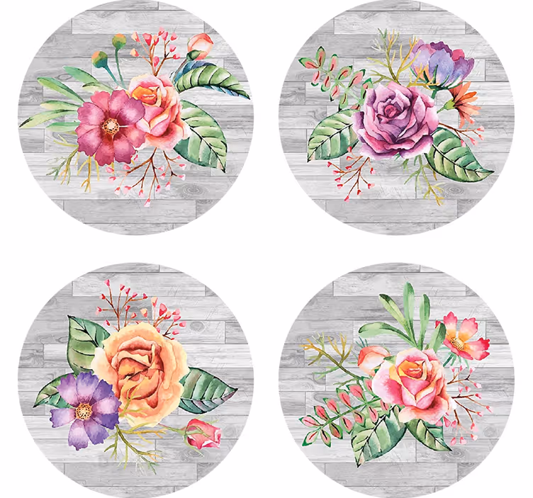 Modern coasters with floral wood design - TenStickers