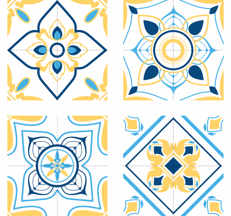 Tile coasters with geometric tile patterns - TenStickers
