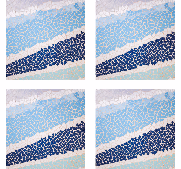 blue mosaic tiles tile coasters - TenStickers