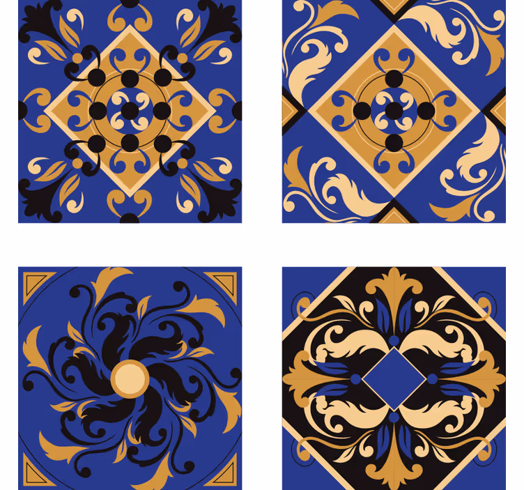 Ornamental tile coasters blue - TenStickers