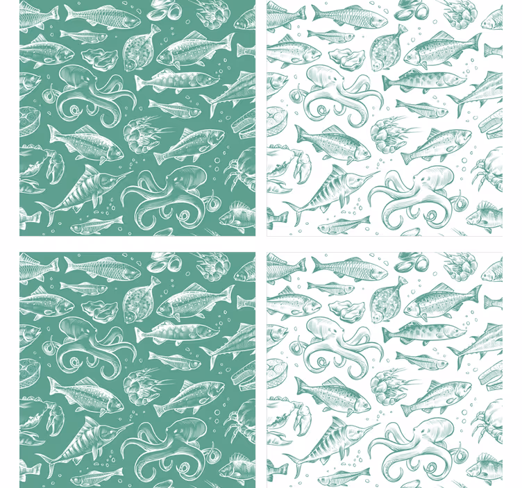 Texture coasters seafood pattern design - TenStickers