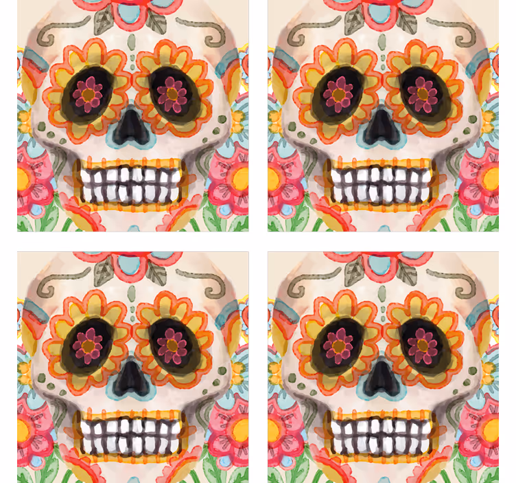 Halloween coaster colorful sugar skull - TenStickers