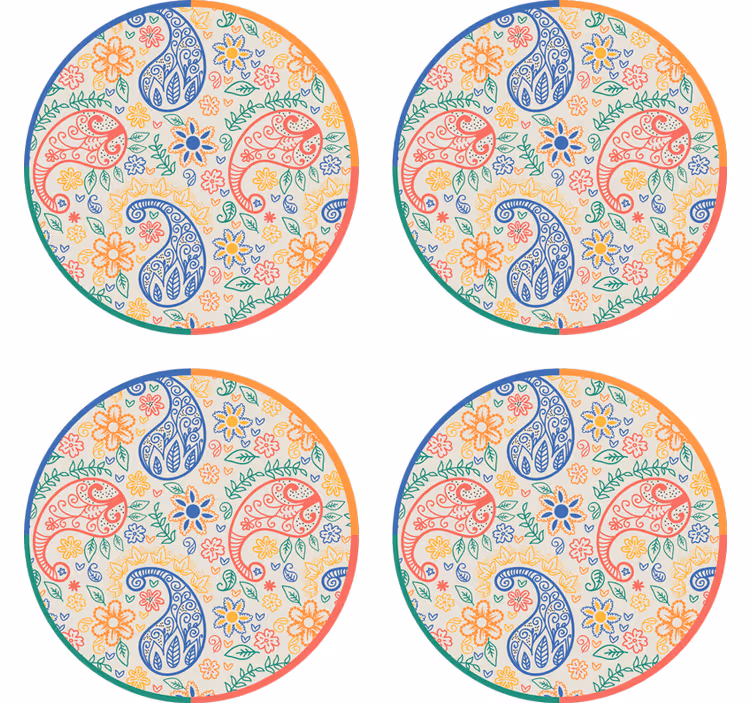 Geek coasters colorful floral designs - TenStickers