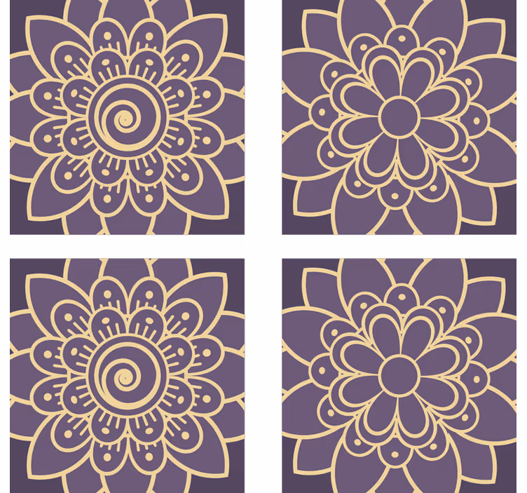 Texture coasters with floral golden designs - TenStickers