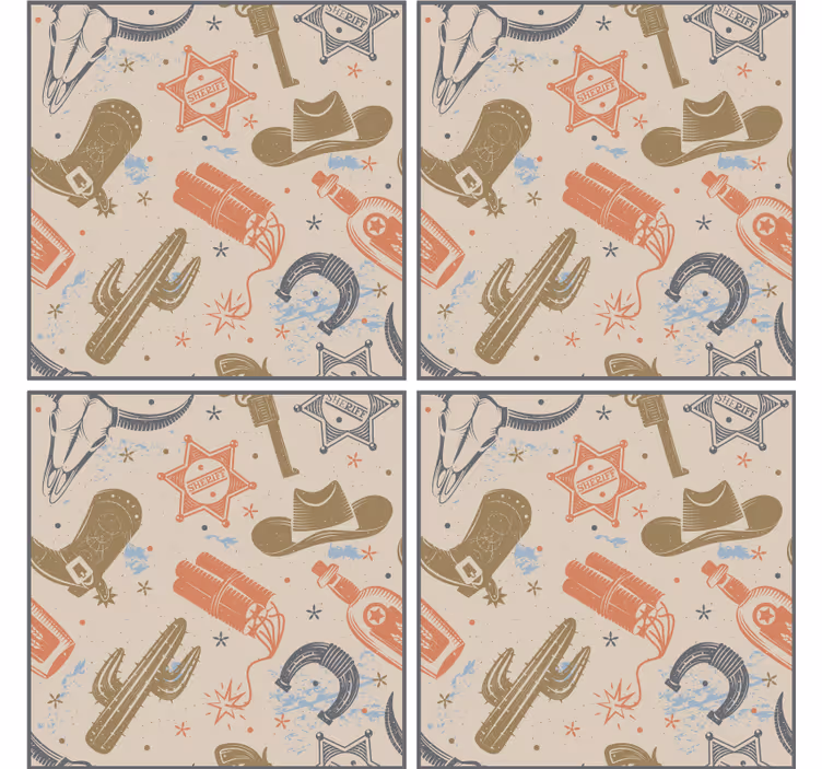 Geek coasters with cowboy theme elements - TenStickers