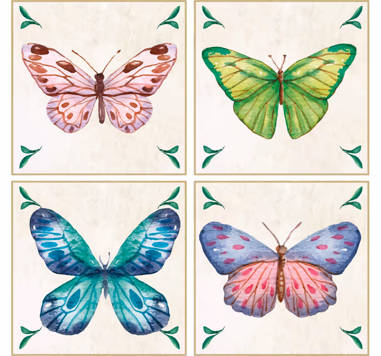 Modern coasters with vibrant butterfly design - TenStickers