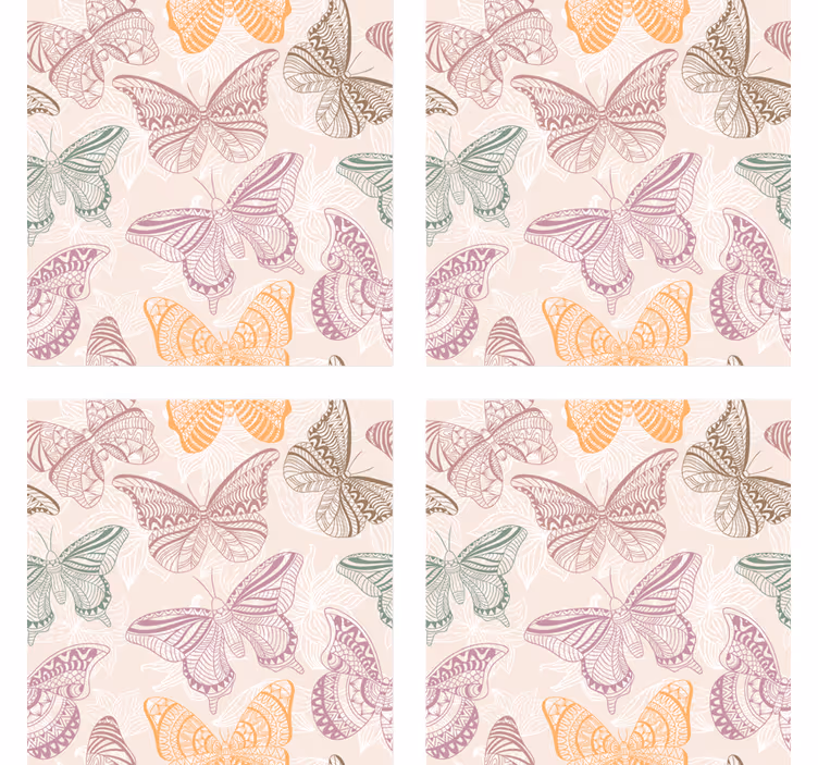 Texture coasters with detailed butterfly designs - TenStickers