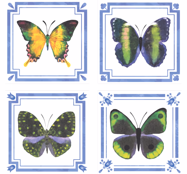 Texture coasters with colorful butterfly design - TenStickers