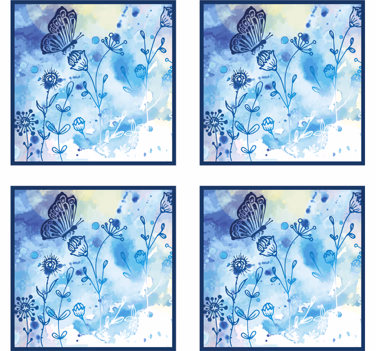 Texture coasters floral watercolor design - TenStickers