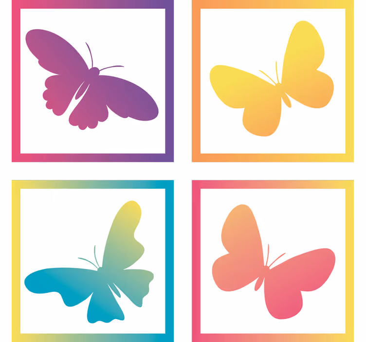 Modern coasters with colorful butterfly shapes - TenStickers