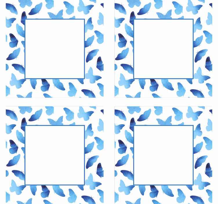 Personalisable coasters with blue butterfly frames - TenStickers